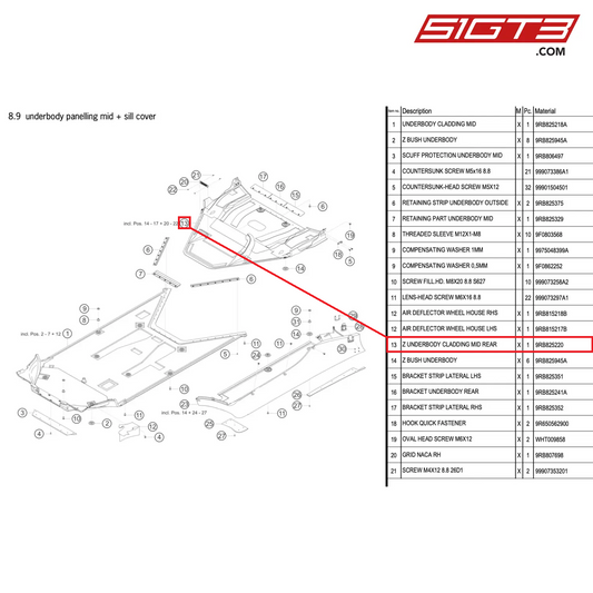 Z UNDERBODY CLADDING MID REAR - 9RB825220 [PORSCHE 992.1 GT3 R]
