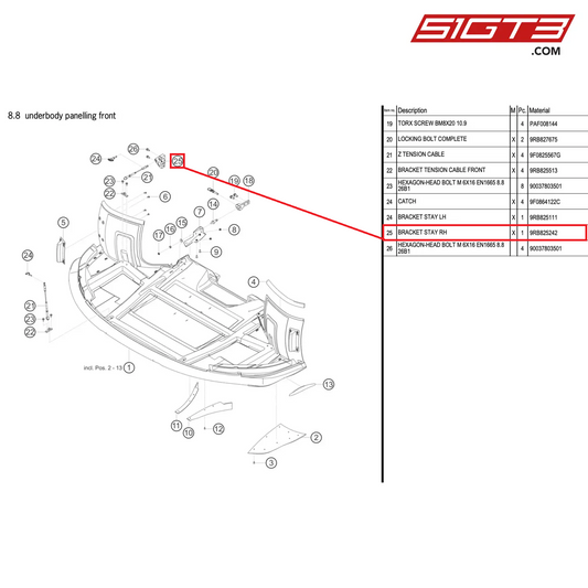 BRACKET STAY RH - 9RB825242 [PORSCHE 992.1 GT3 R]