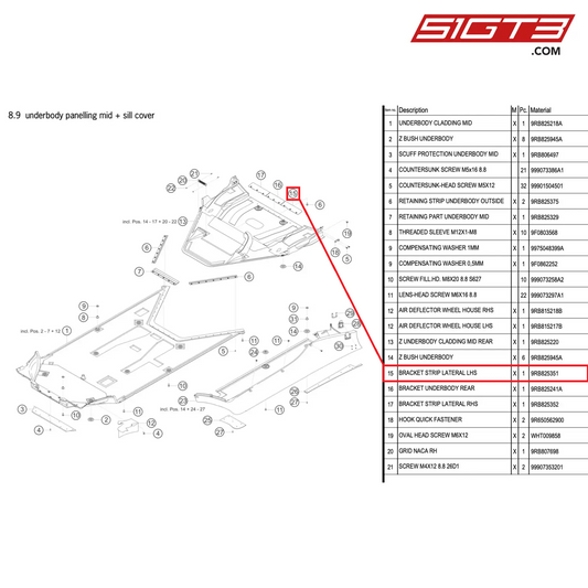 BRACKET STRIP LATERAL LHS - 9RB825351 [PORSCHE 992.1 GT3 R]