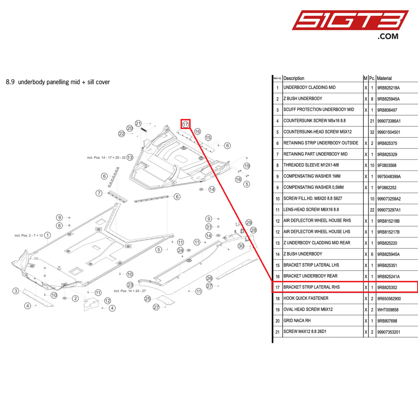 BRACKET STRIP LATERAL RHS - 9RB825352 [PORSCHE 992.1 GT3 R]