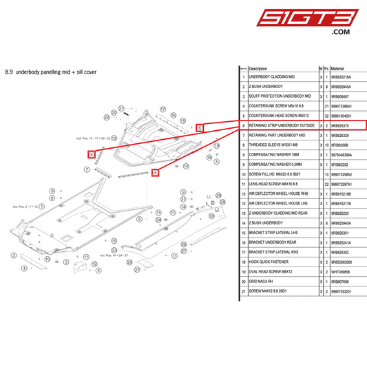 RETAINING STRIP UNDERBODY OUTSIDE - 9RB825375 [PORSCHE 992.1 GT3 R]