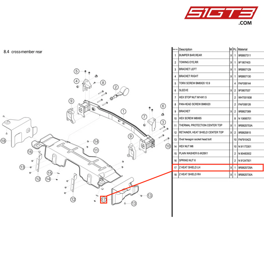 Z HEAT SHIELD LH - 9RB825729A [PORSCHE 992.1 GT3 R]