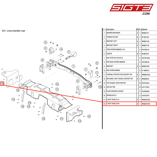 Z HEAT SHIELD RH - 9RB825730A [PORSCHE 992.1 GT3 R]