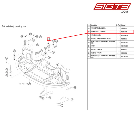 LOCKING BOLT COMPLETE - 9RB827675 [PORSCHE 992.1 GT3 R]