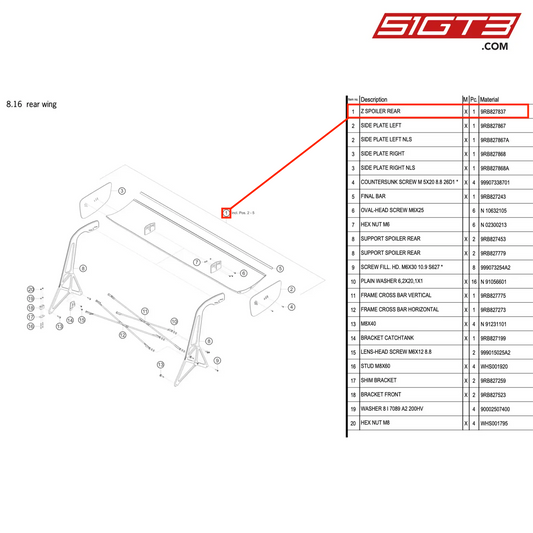 Z SPOILER REAR - 9RB827837 [PORSCHE 992.1 GT3 R]