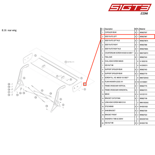 SIDE PLATE LEFT - 9RB827867 [PORSCHE 992.1 GT3 R]