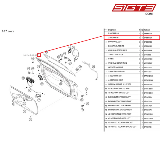 Z DOOR,FR LH - 9RB831021 [PORSCHE 992.1 GT3 R]