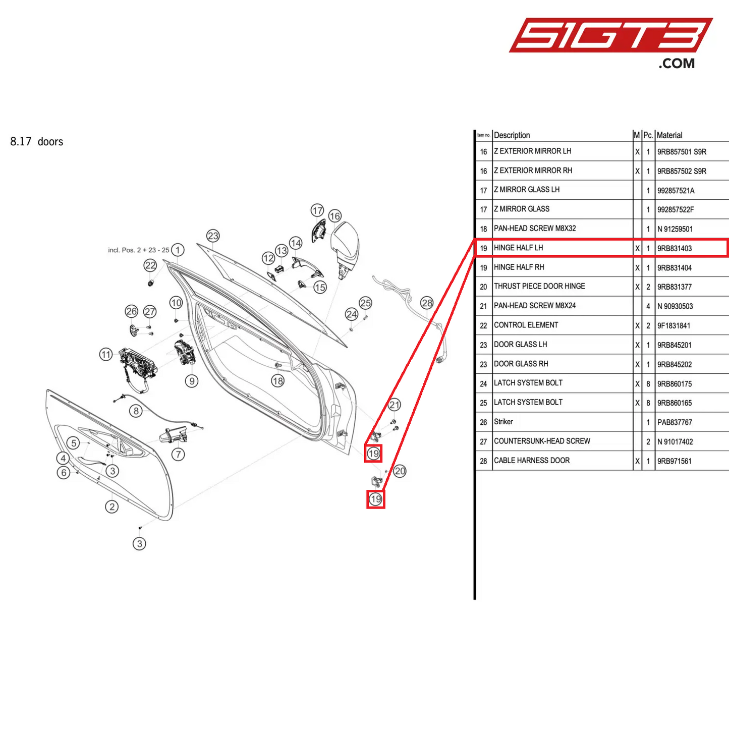 HINGE HALF LH - 9RB831403 [PORSCHE 992.1 GT3 R]