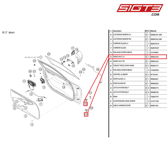 HINGE HALF LH - 9RB831403 [PORSCHE 992.1 GT3 R]