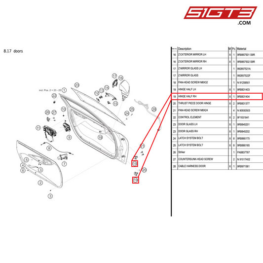 HINGE HALF RH - 9RB831404 [PORSCHE 992.1 GT3 R]