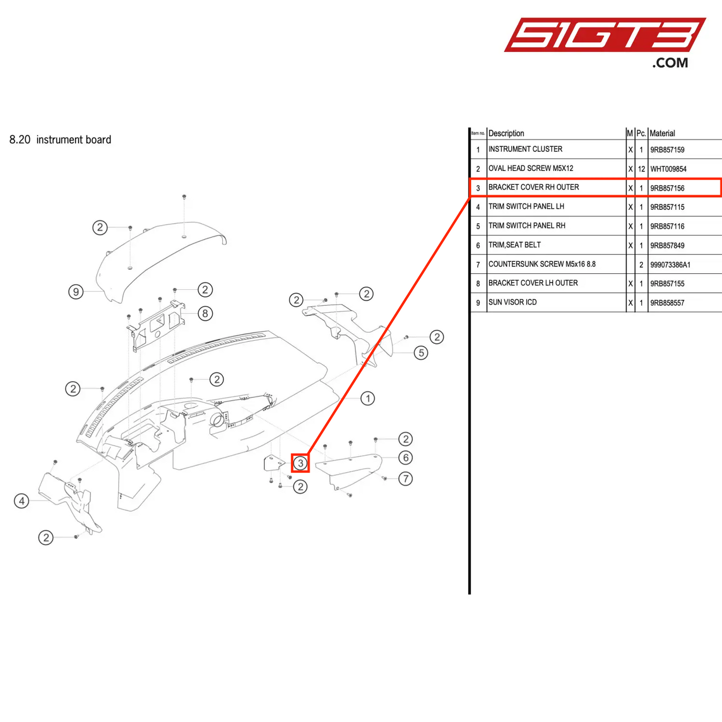 BRACKET COVER RH OUTER - 9RB857156 [PORSCHE 992.1 GT3 R]