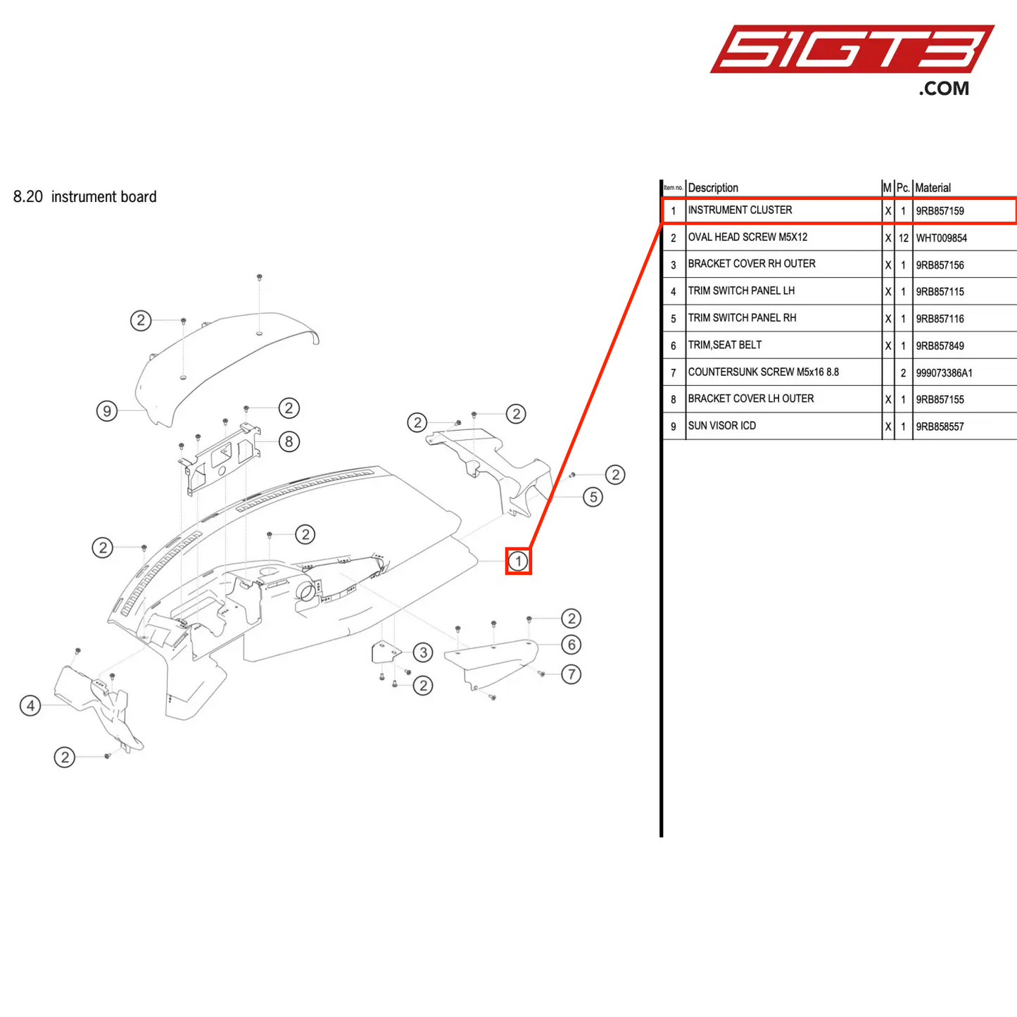 INSTRUMENT CLUSTER - 9RB857159 [PORSCHE 992.1 GT3 R]