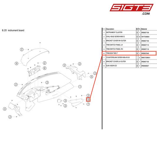 TRIM,SEAT BELT - 9RB857849 [PORSCHE 992.1 GT3 R]