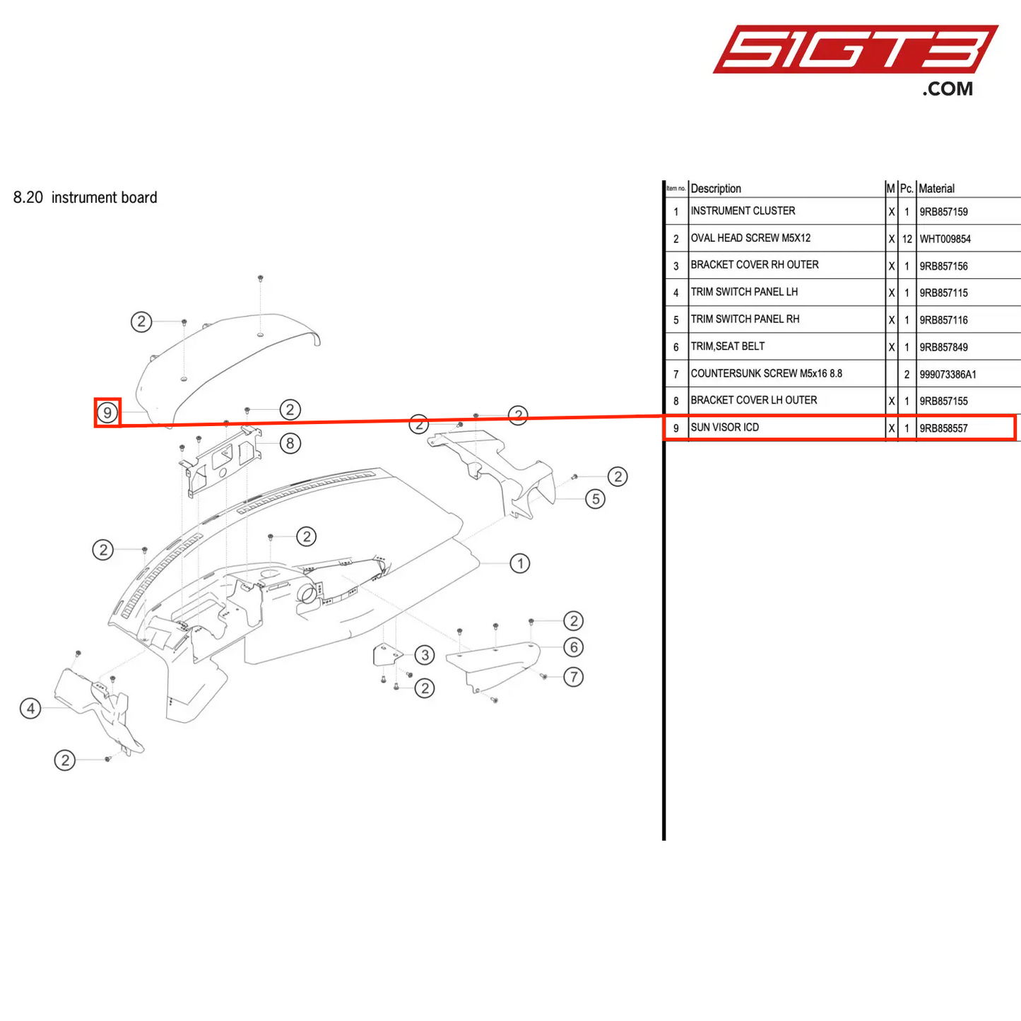 SUN VISOR ICD - 9RB858557 [PORSCHE 992.1 GT3 R]