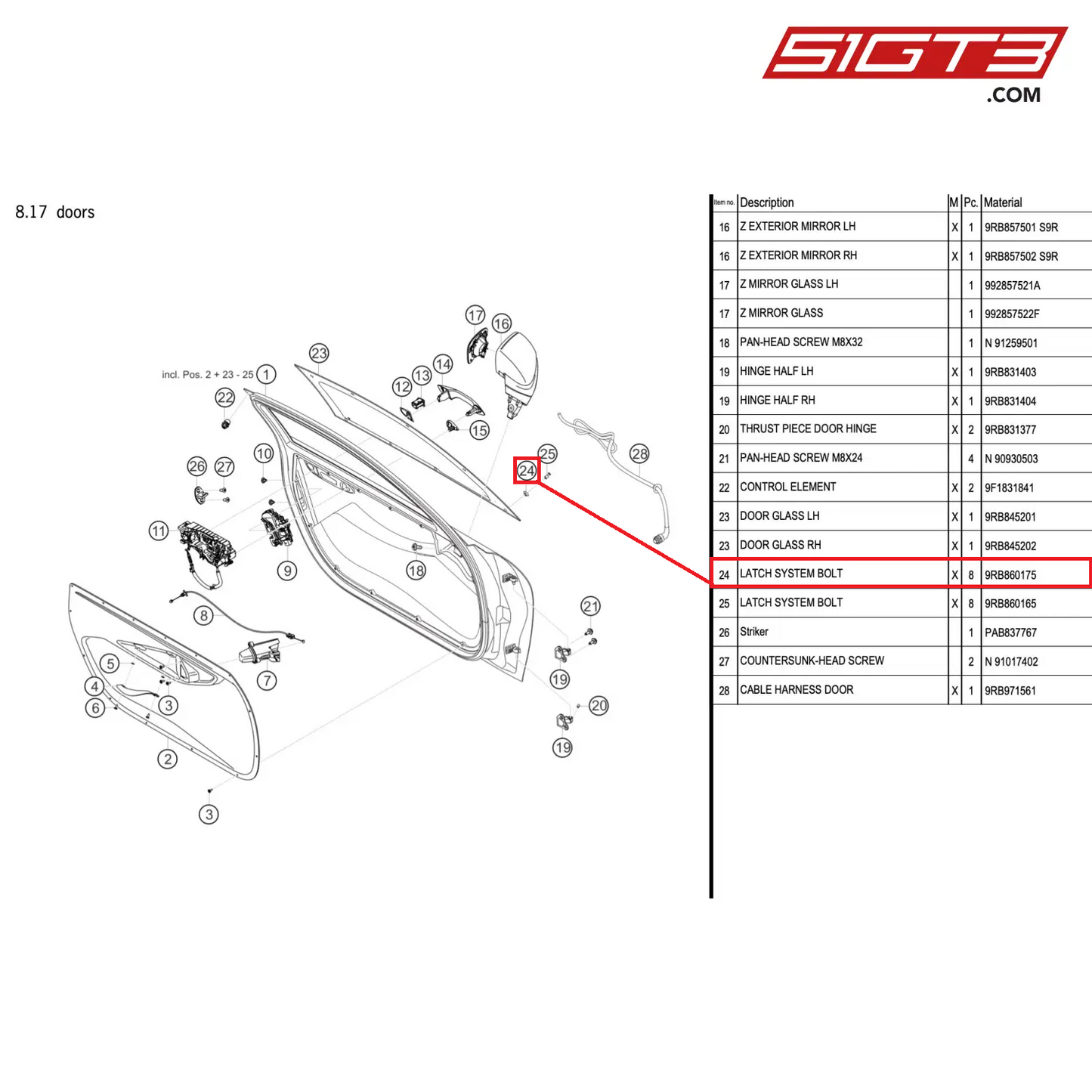 LATCH SYSTEM BOLT - 9RB860175 [PORSCHE 992.1 GT3 R]