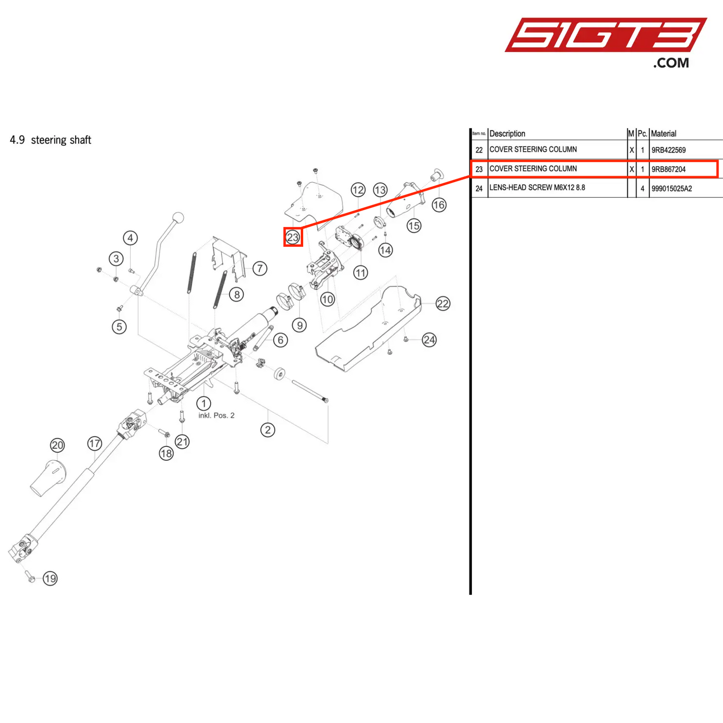 COVER STEERING COLUMN - 9RB867204 [PORSCHE 992.1 GT3 R]