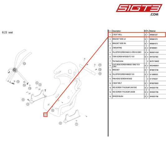 Z SEAT WELL - 9RB881257 [PORSCHE 992.1 GT3 R]