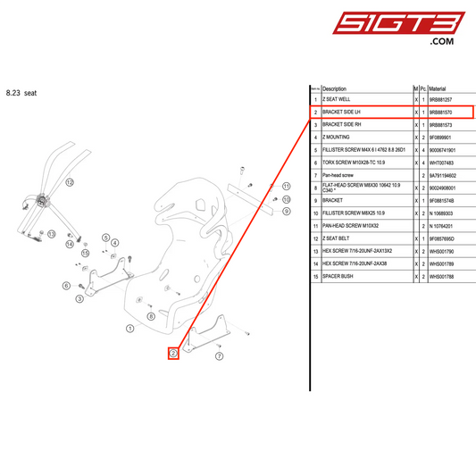 BRACKET SIDE LH - 9RB881570 [PORSCHE 992.1 GT3 R]