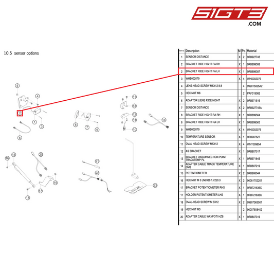 BRACKET RIDE HIGHT FA LH - 9RB899387 [PORSCHE 992.1 GT3 R]