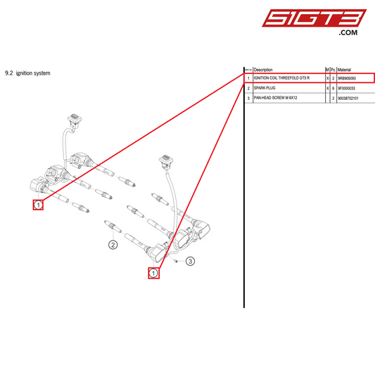 IGNITION COIL THREEFOLD GT3 R - 9RB905093 [PORSCHE 992.1 GT3 R]