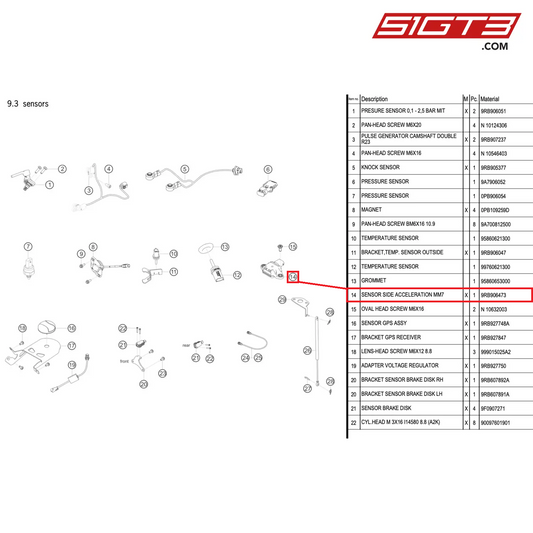 SENSOR SIDE ACCELERATION MM7 - 9RB906473 [PORSCHE 992.1 GT3 R]