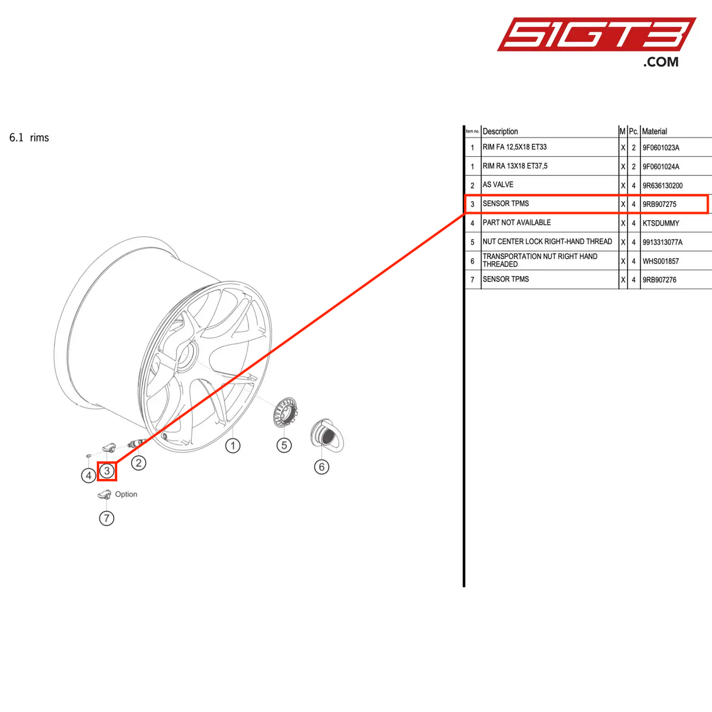 SENSOR TPMS - 9RB907275 [PORSCHE 992.1 GT3 R]