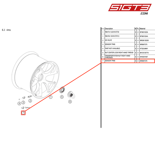 SENSOR TPMS - 9RB907276 [PORSCHE 992.1 GT3 R]