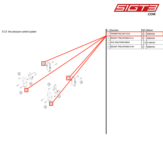 TRANSMITTING UNIT GT3-R - 9RB907283 [PORSCHE 992.1 GT3 R]