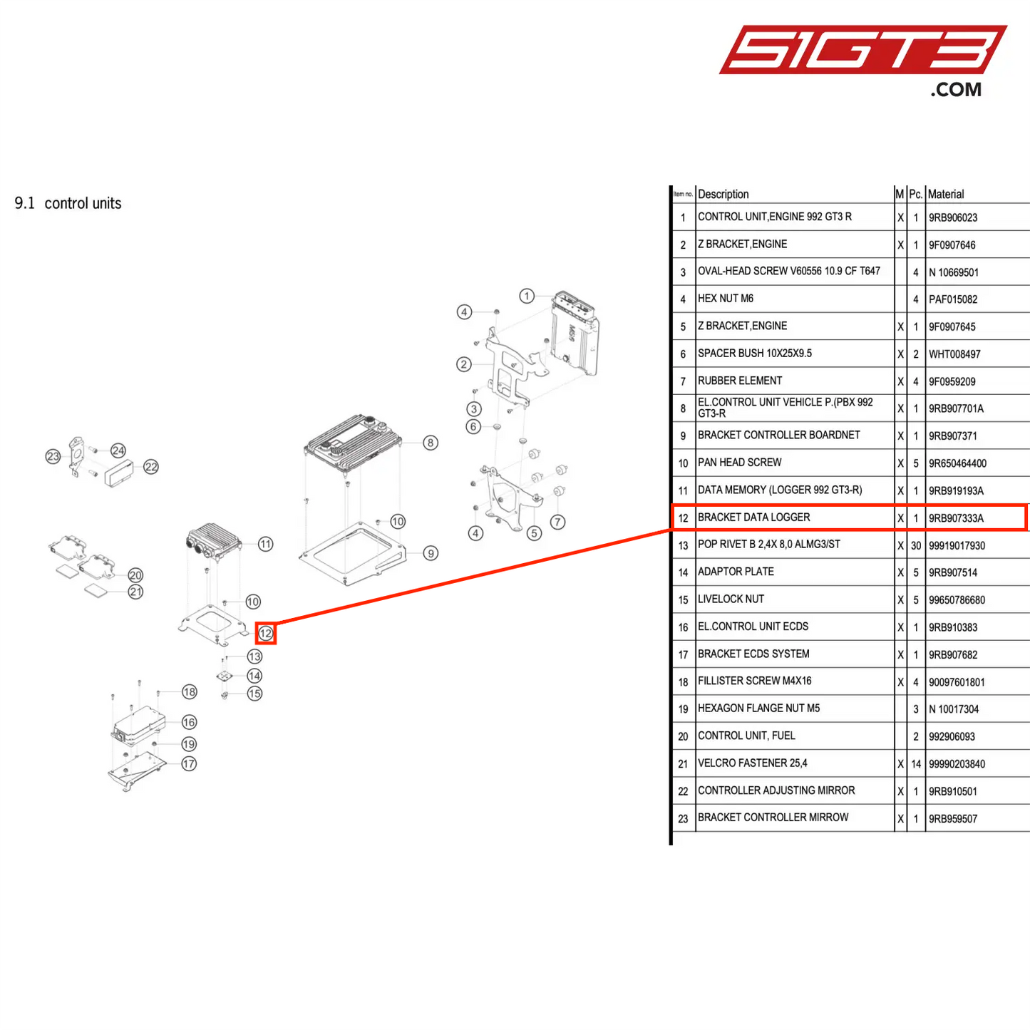 BRACKET DATA LOGGER - 9RB907333A [PORSCHE 992.1 GT3 R]