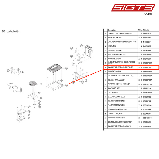 BRACKET CONTROLLER BOARDNET - 9RB907371 [PORSCHE 992.1 GT3 R]