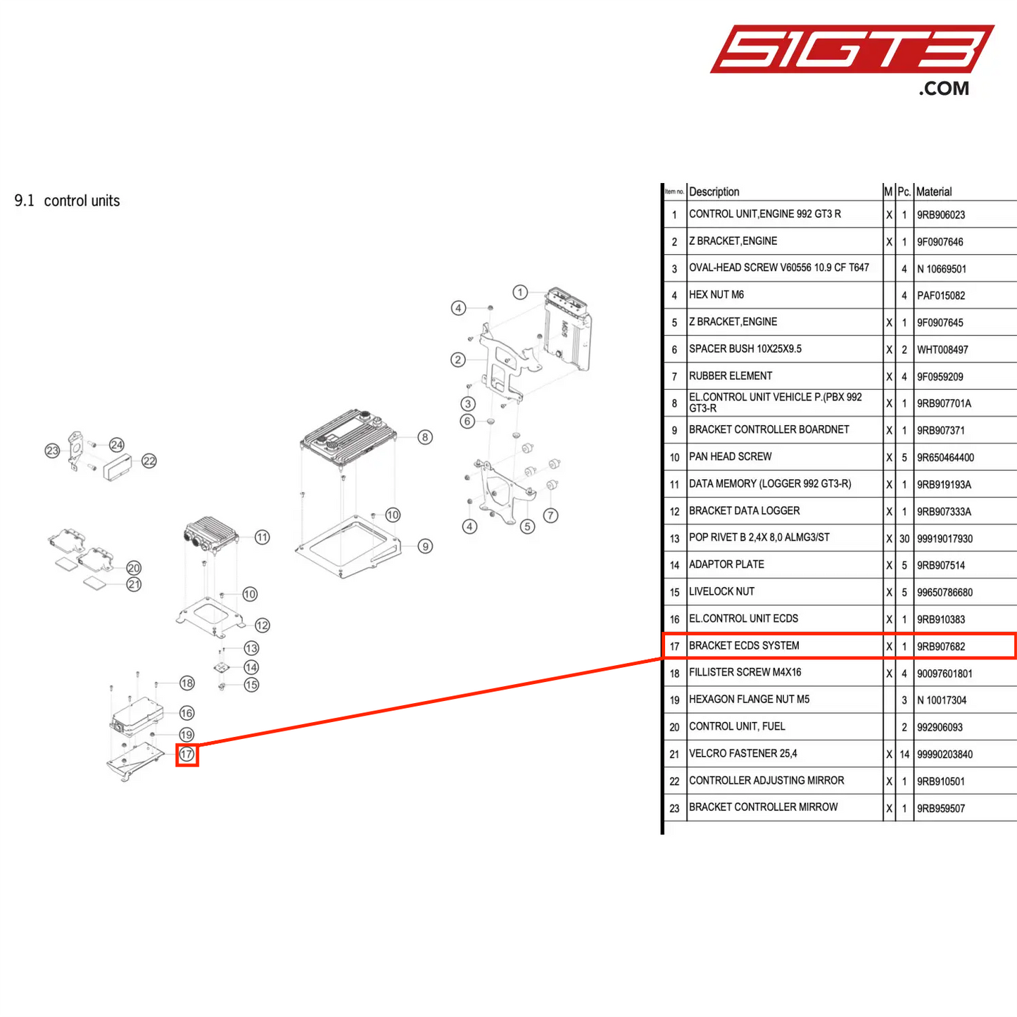 BRACKET ECDS SYSTEM - 9RB907682 [PORSCHE 992.1 GT3 R]