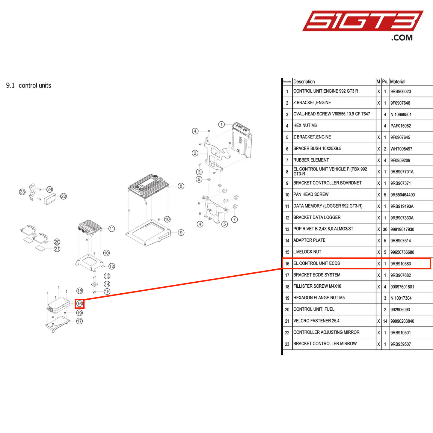 EL.CONTROL UNIT ECDS - 9RB910383 [PORSCHE 992.1 GT3 R]