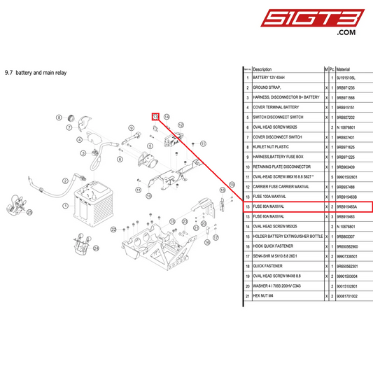 FUSE 80A MAXIVAL - 9RB915463A [PORSCHE 992.1 GT3 R]