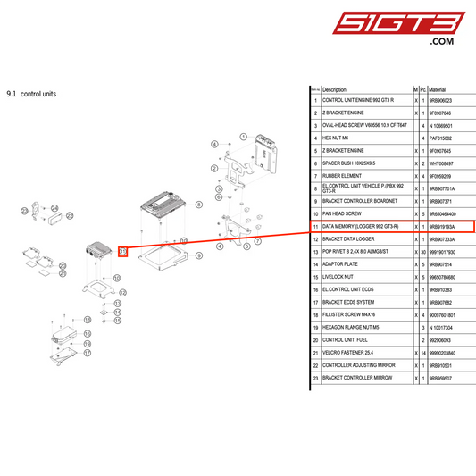 DATA MEMORY (LOGGER 992 GT3-R) - 9RB919193A [PORSCHE 992.1 GT3 R]