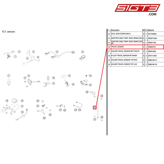 TRAVEL SENSOR - 9RB927031 [PORSCHE 992.1 GT3 R]