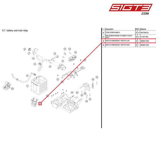 SWITCH EMERGENCY SWITCH LHS - 9RB927193D [PORSCHE 992.1 GT3 R]