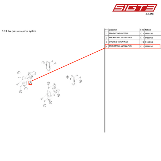 BRACKET TPMS ANTENNA FA RH - 9RB937540 [PORSCHE 992.1 GT3 R]