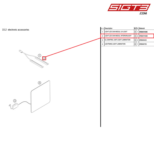 LIGHT LED CAN MODUL INTERIORLIGHT - 9RB947409D [PORSCHE 992.1 GT3 R]