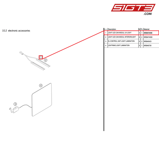 LIGHT LED CAN MODUL UV-LIGHT - 9RB947409E [PORSCHE 992.1 GT3 R]