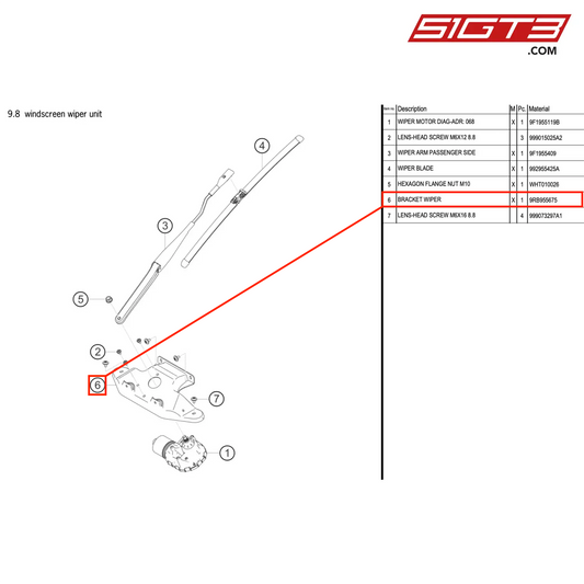 BRACKET WIPER - 9RB955675 [PORSCHE 992.1 GT3 R]