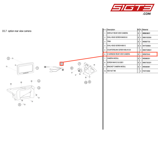 Z HARNESS REAR VIEW CAMERA - 9RB970042 [PORSCHE 992.1 GT3 R]
