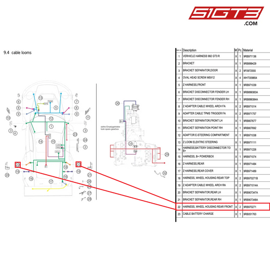 HARNESS, WHEEL HOUSING REAR FRONT - 9RB970271 [PORSCHE 992.1 GT3 R]