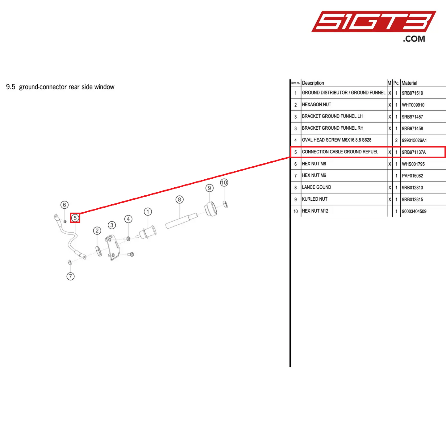 CONNECTION CABLE GROUND REFUEL - 9RB971137A [PORSCHE 992.1 GT3 R]