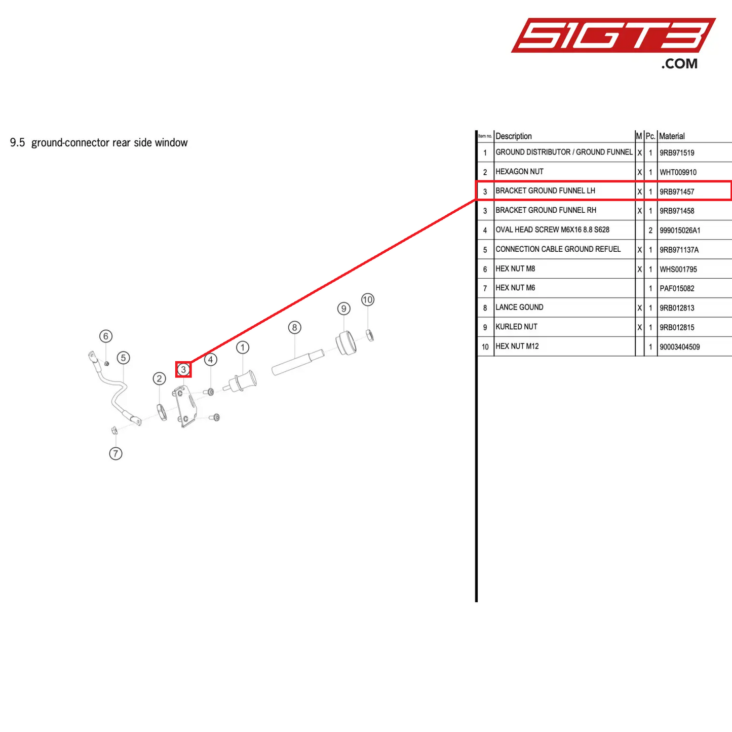 BRACKET GROUND FUNNEL LH - 9RB971457 [PORSCHE 992.1 GT3 R]