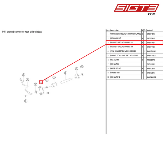 BRACKET GROUND FUNNEL LH - 9RB971457 [PORSCHE 992.1 GT3 R]