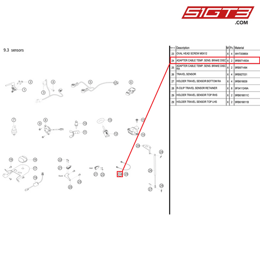 ADAPTER CABLE TEMP. SENS. BRAKE DISC - 9RB971493A [PORSCHE 992.1 GT3 R]