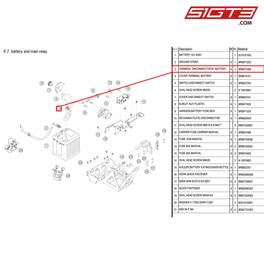 HARNESS, DISCONNECTOR B+ BATTERY - 9RB971568 [PORSCHE 992.1 GT3 R]