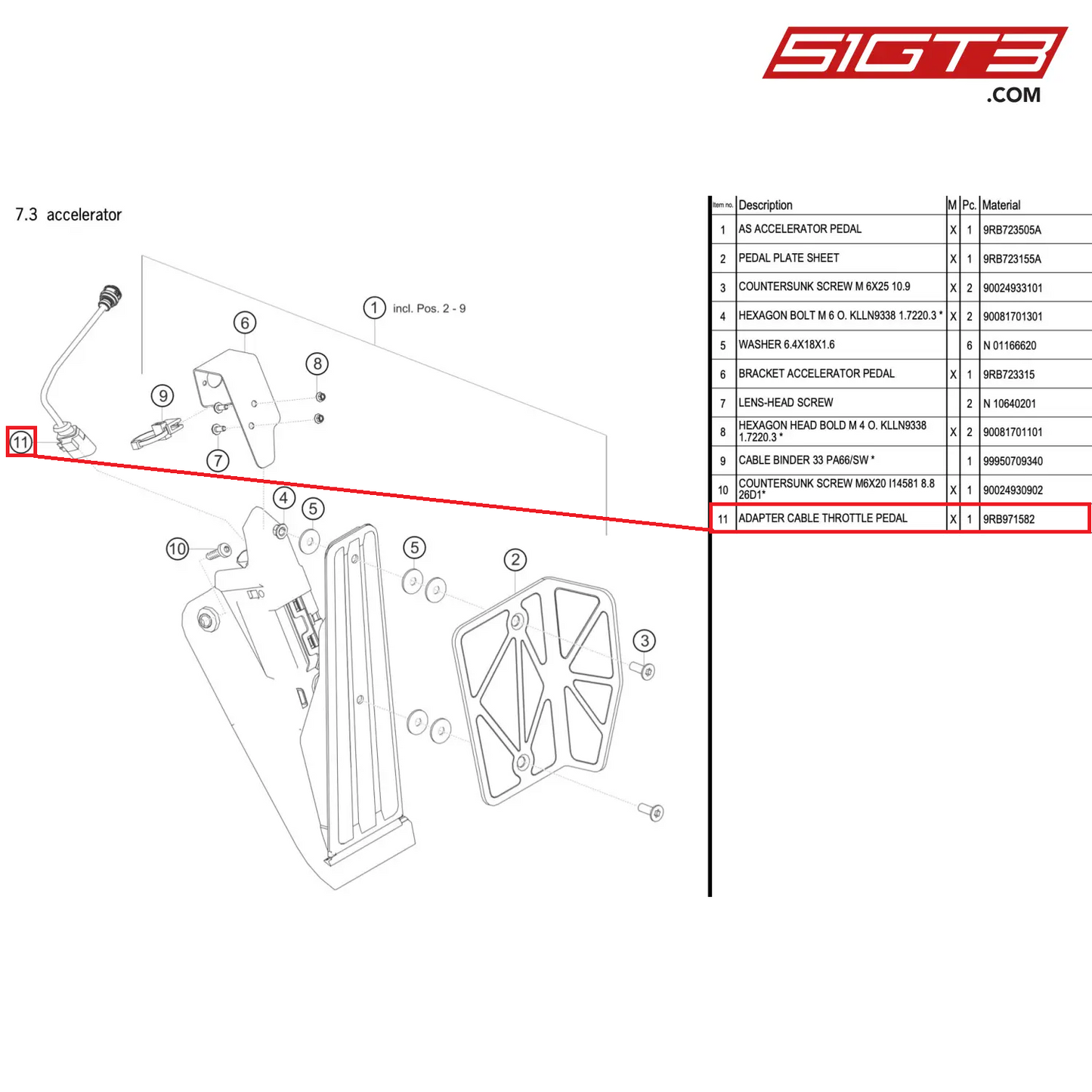 ADAPTER CABLE THROTTLE PEDAL - 9RB971582 [PORSCHE 992.1 GT3 R]