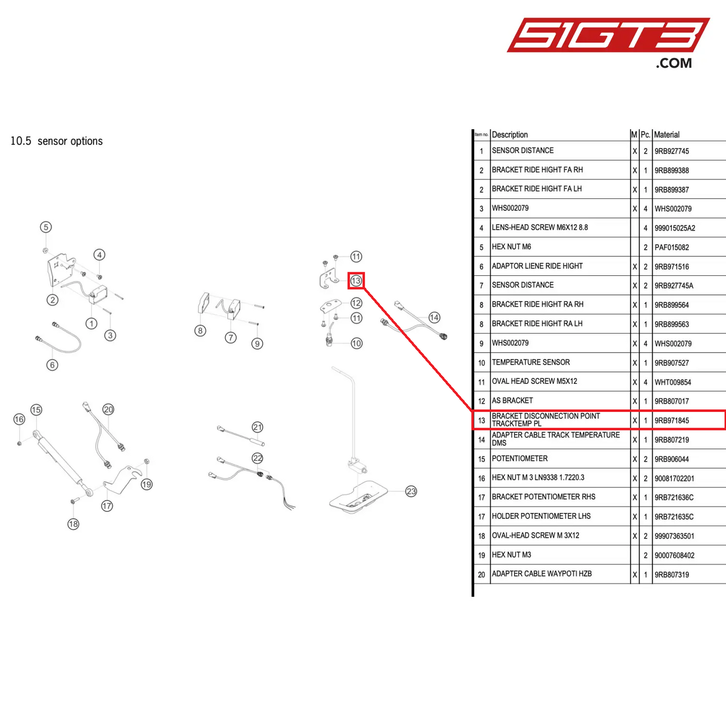 BRACKET DISCONNECTION POINT TRACKTEMP PL - 9RB971845 [PORSCHE 992.1 GT3 R]