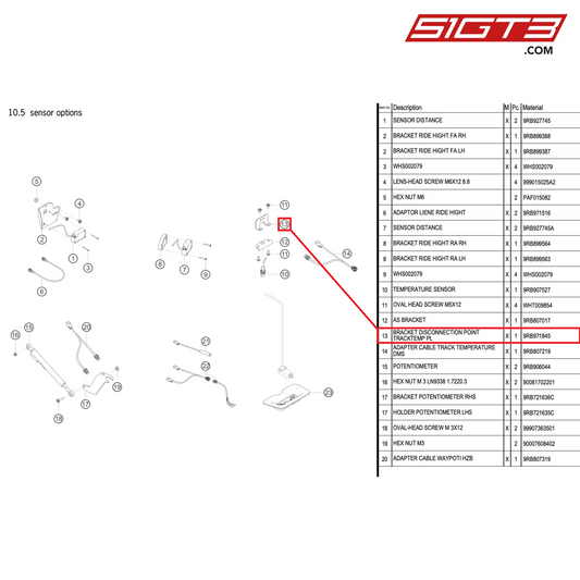 BRACKET DISCONNECTION POINT TRACKTEMP PL - 9RB971845 [PORSCHE 992.1 GT3 R]